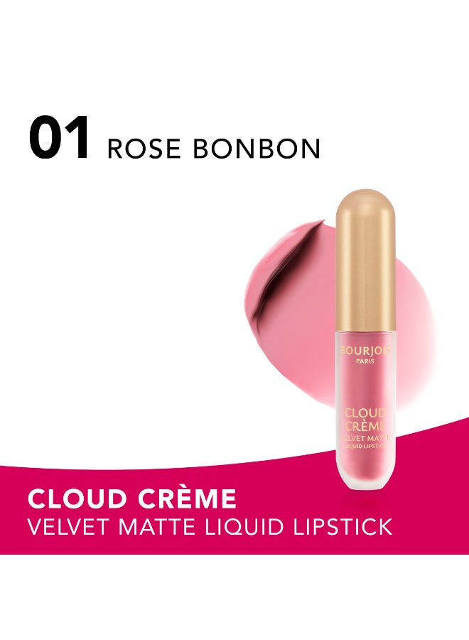 BOURJOIS PARIS Bourjois Cloud Crème Velvet Matte Liquid Lipstick - 01 - Rose Bonbon, 3ml - Image 2